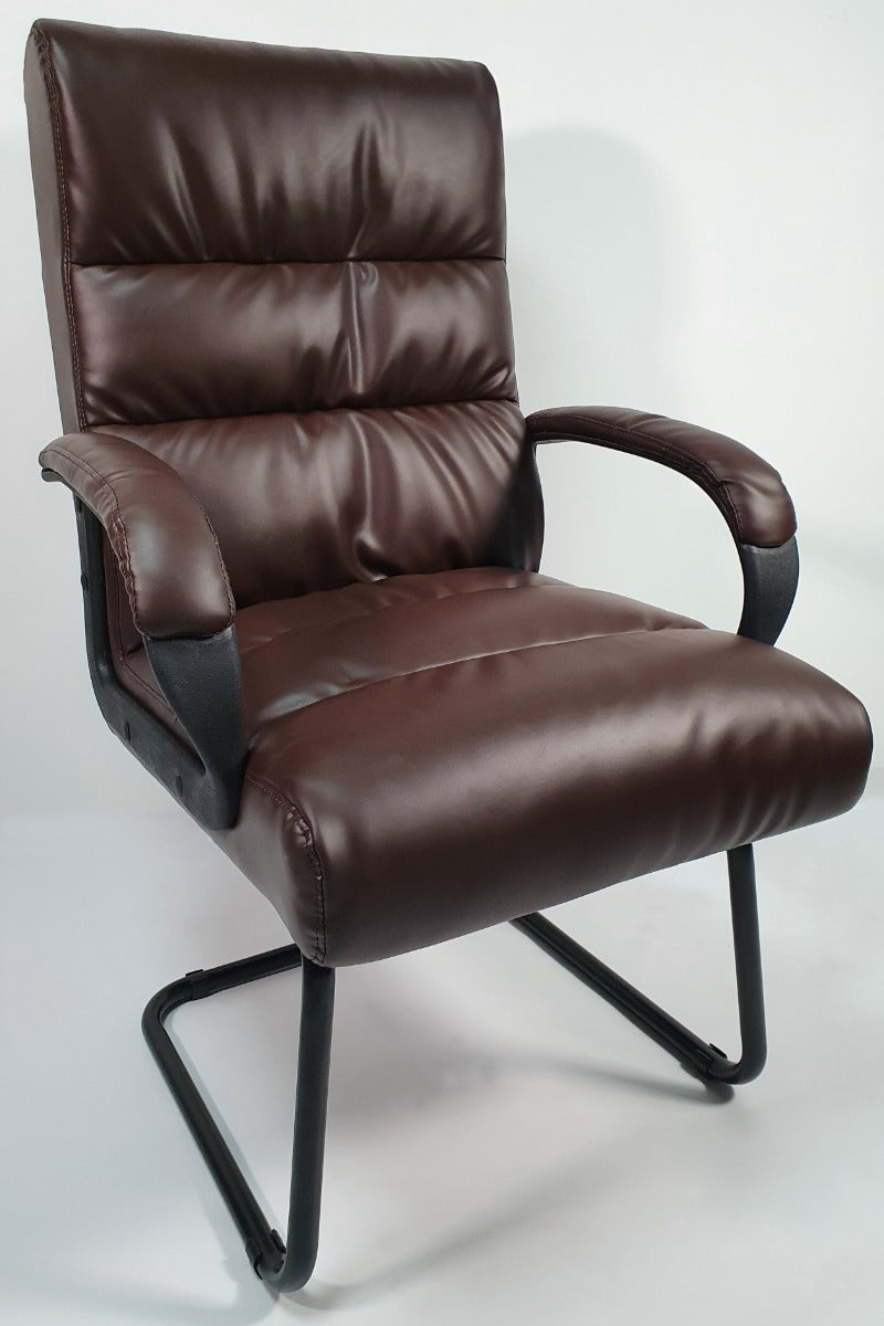 Soft Padded Visitor Office Chair in Brown - CHA-K35-2
